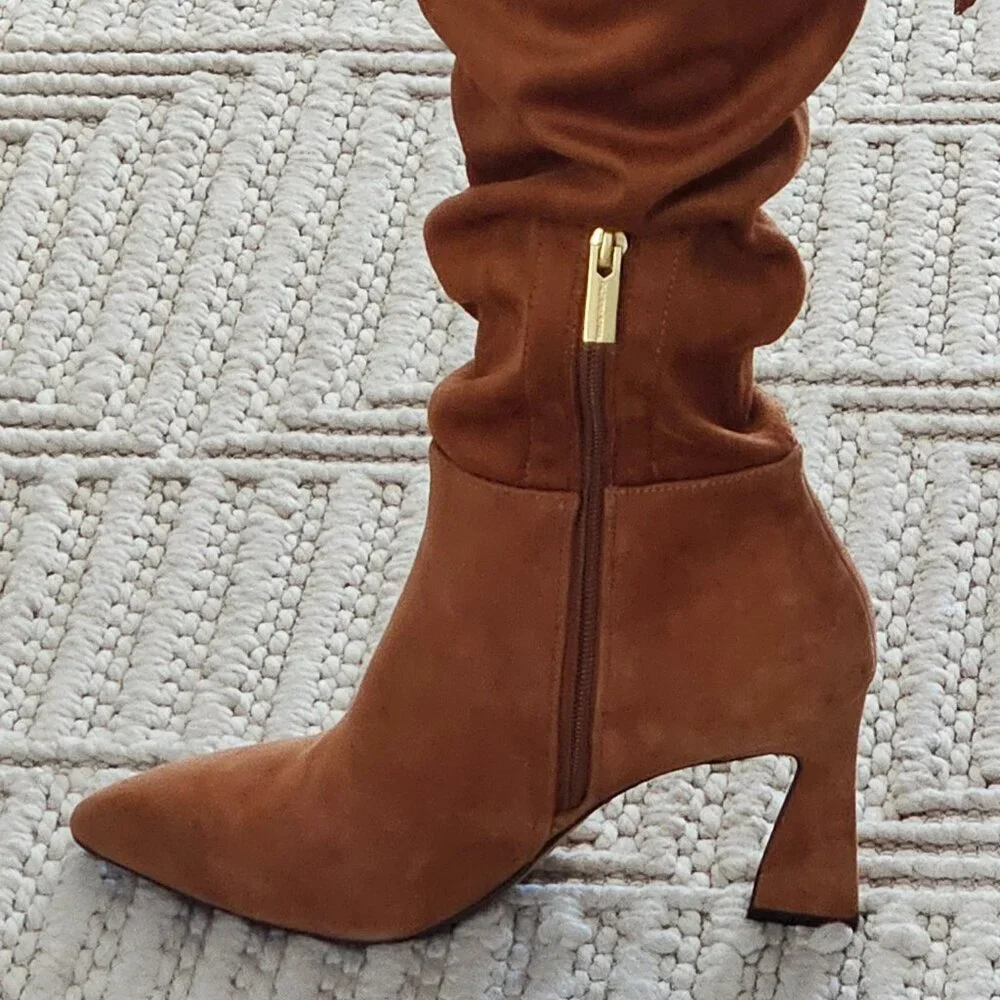 Vince Camuto Over The Knee Boots SZ 8 Brown Pointed Toe